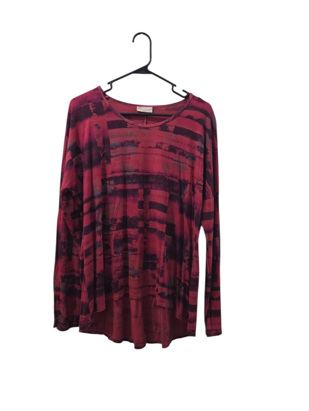 Feather Clothing USA Made Bamboo Cotton Abstract Red Black Swing Top Size 3 L/XL
